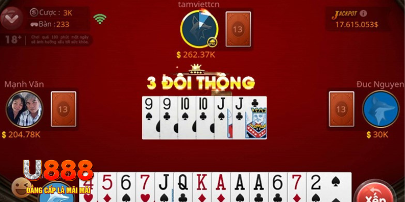 Bốn đôi thông chặt được gì trong game bài tiến lên miền Nam 